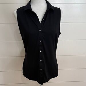 J. McLaughlin Sleeveless Black Button-Up Women's Top